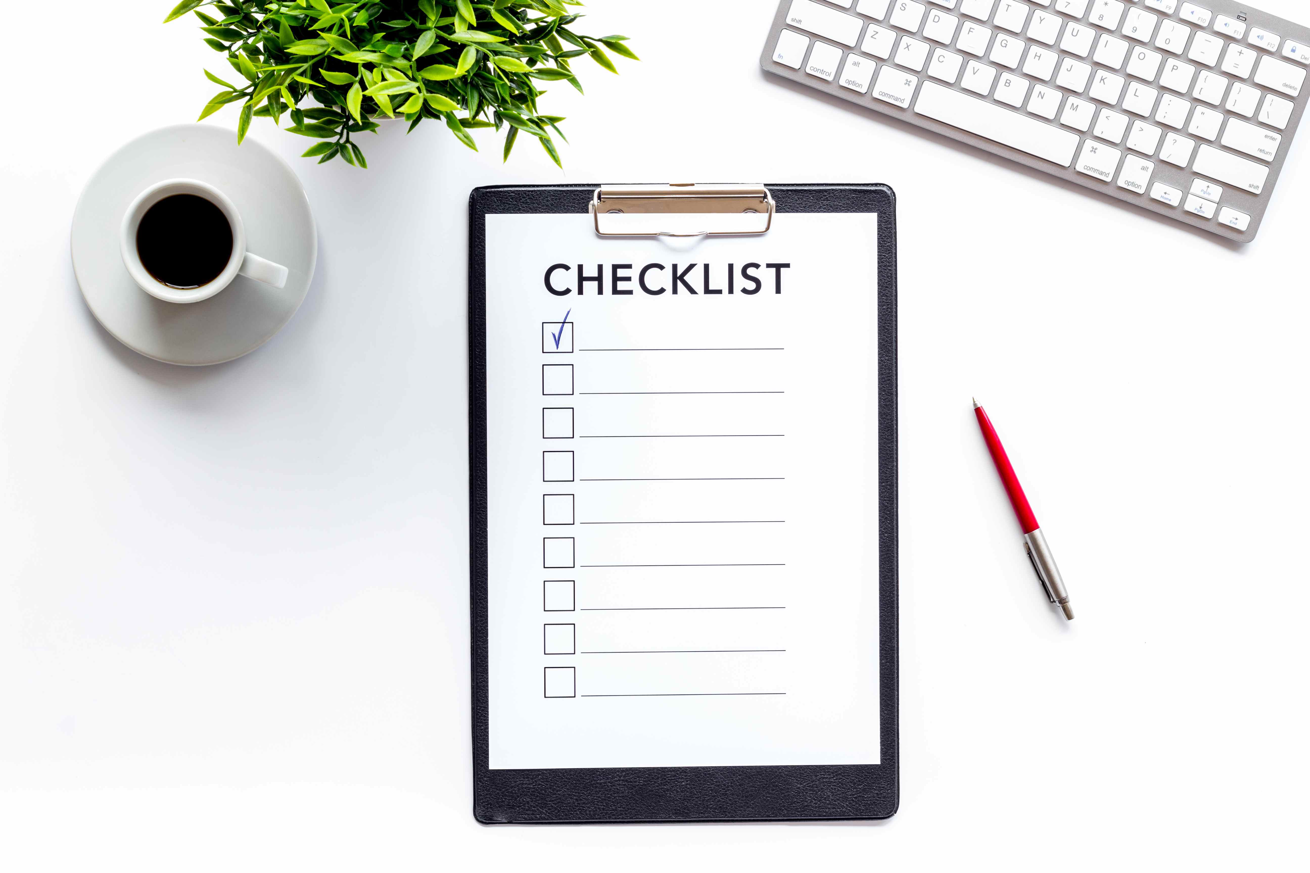 Blank checklist with space for ticks